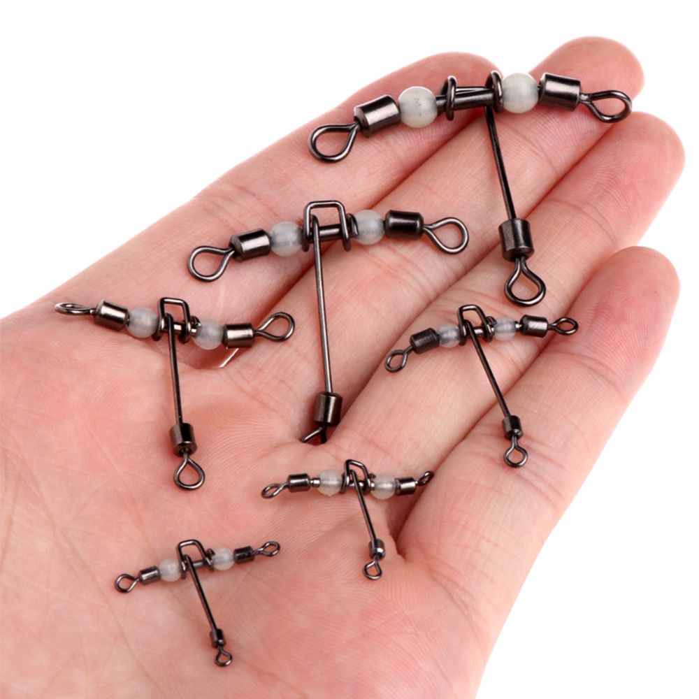 5pcs T Shape 3 Way Fishing Swivels with Luminous Beads