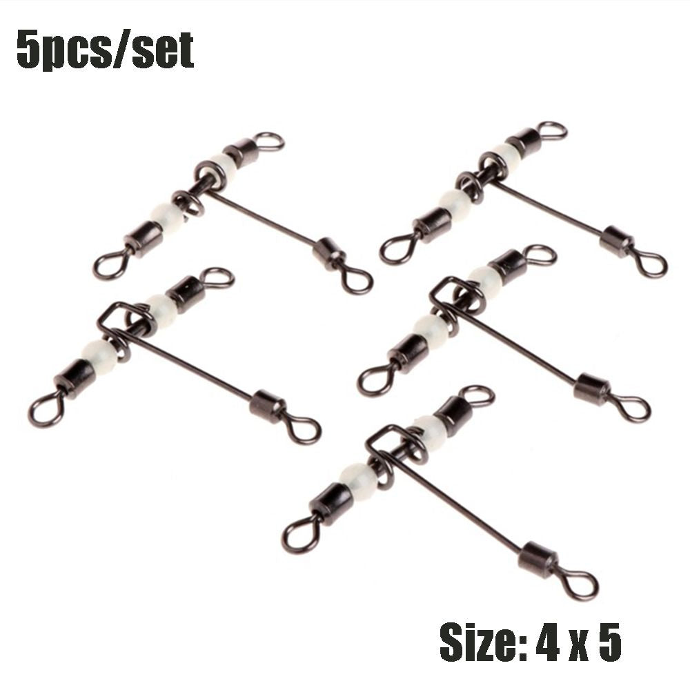 5pcs T Shape 3 Way Fishing Swivels with Luminous Beads