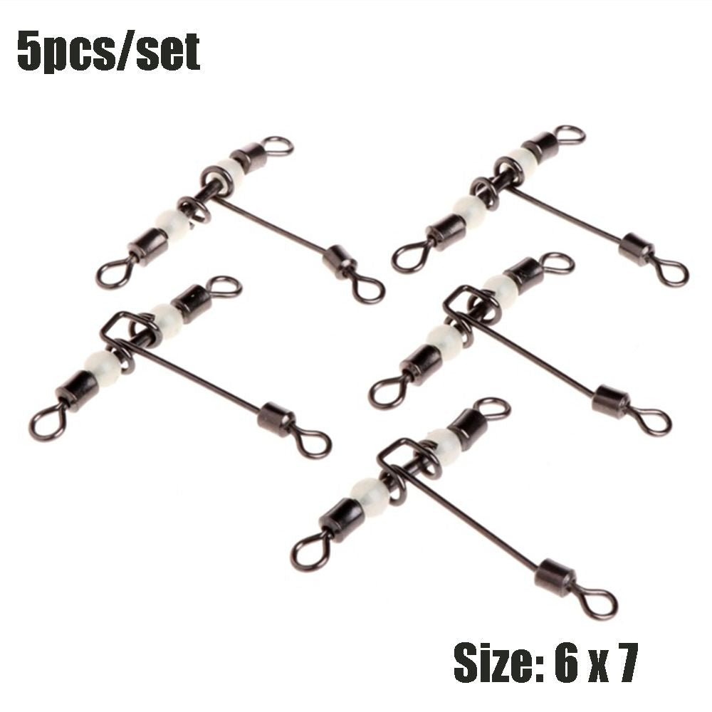 5pcs T Shape 3 Way Fishing Swivels with Luminous Beads