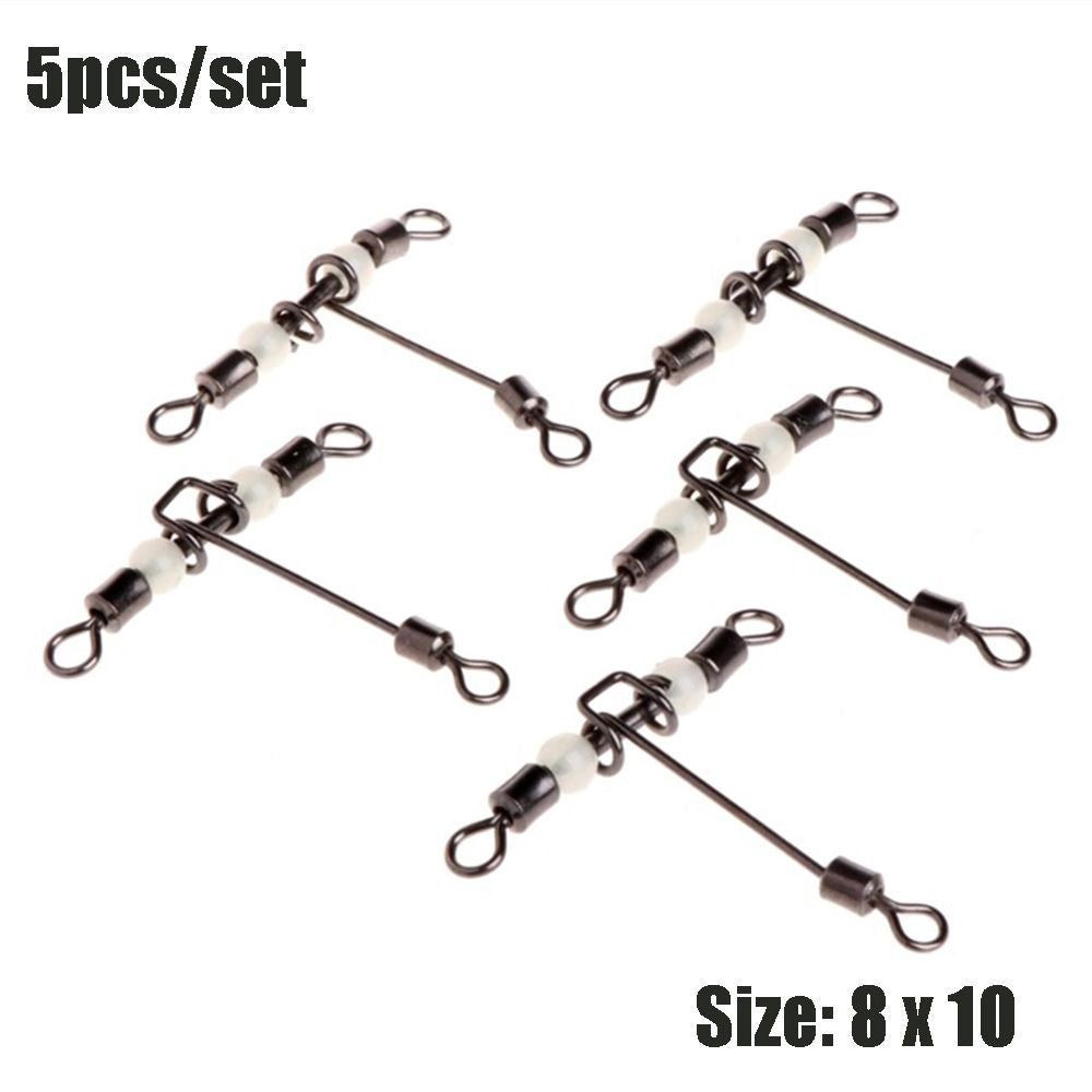 5pcs T Shape 3 Way Fishing Swivels with Luminous Beads