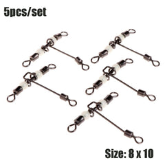5pcs T Shape 3 Way Fishing Swivels with Luminous Beads