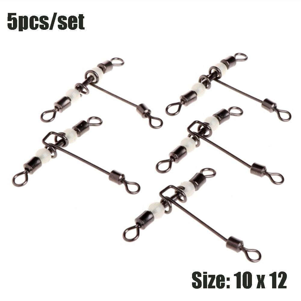 5pcs T Shape 3 Way Fishing Swivels with Luminous Beads