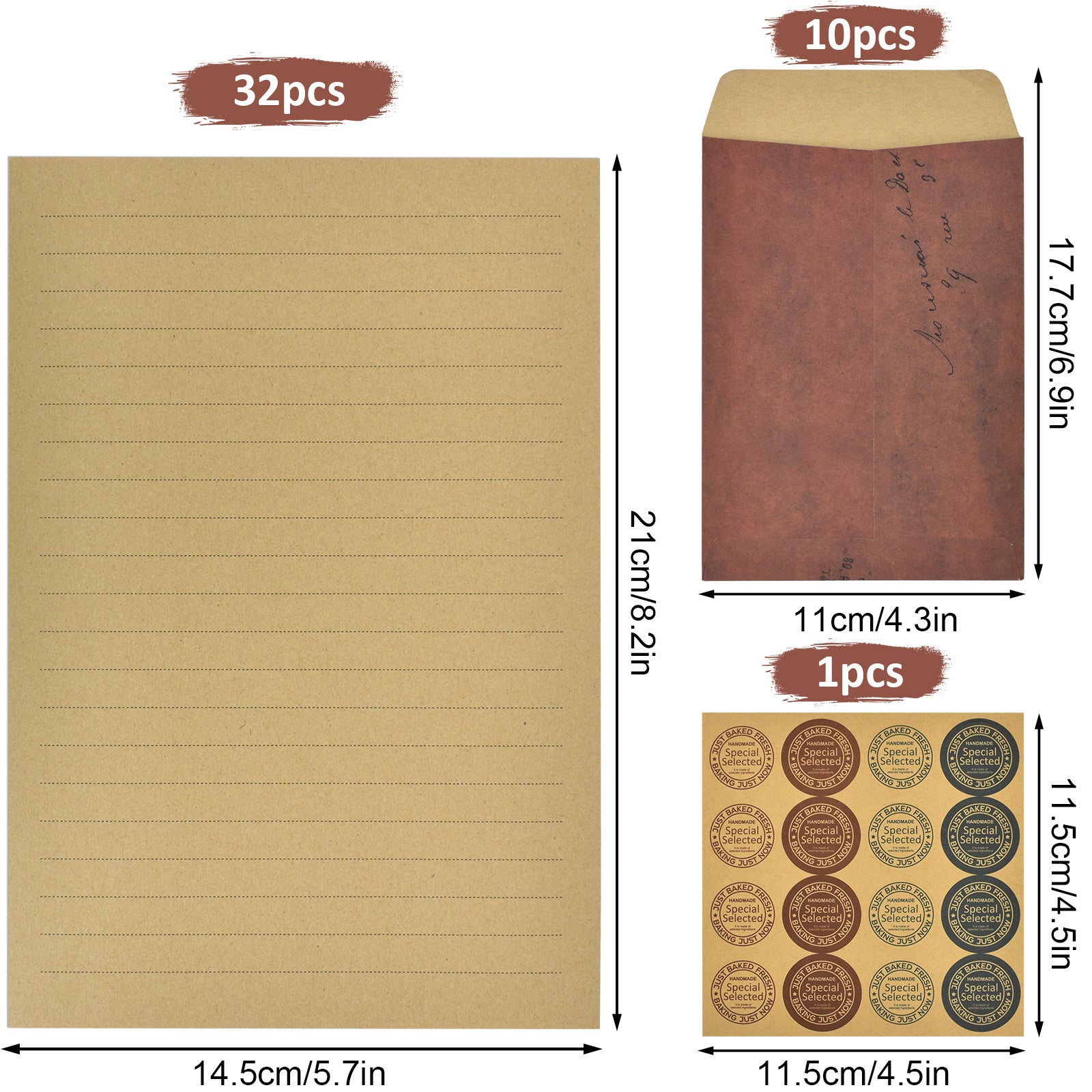 Vintage Letter Head & Envelopes Set, 32 Sheets A5 Lined