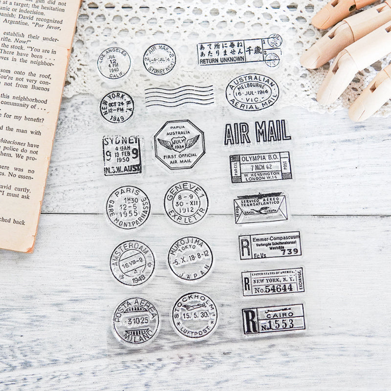 1pc Retro Postcard Stamp Clear Stamps DIY Scrapbooking Decorative Card Making