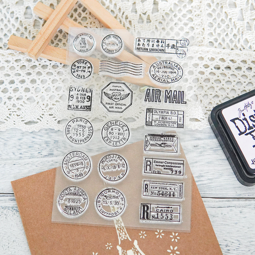 1pc Retro Postcard Stamp Clear Stamps DIY Scrapbooking Decorative Card Making