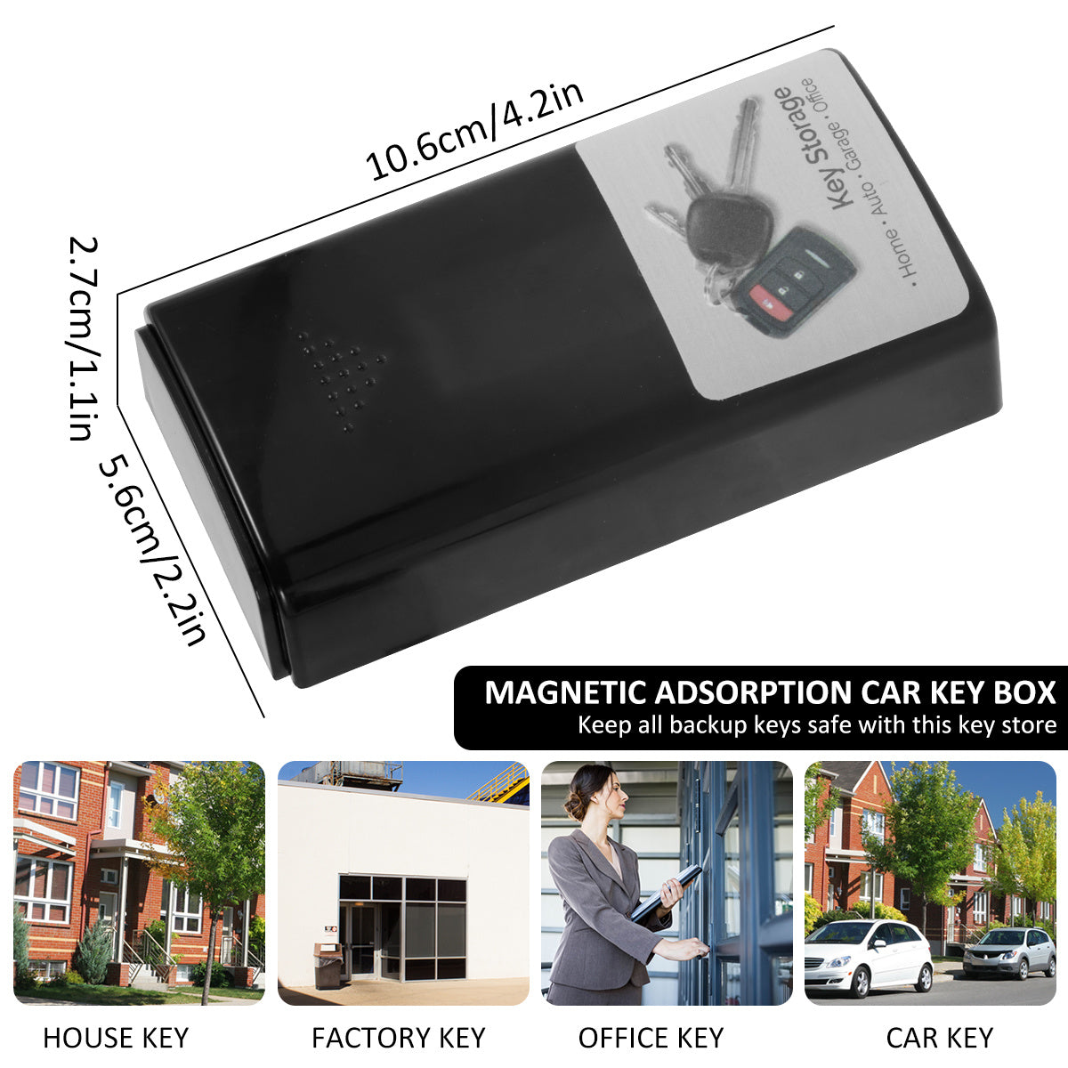 Magnetic Key Box Durable Plastic Hide Key Holder Safe Emergency Key Box
