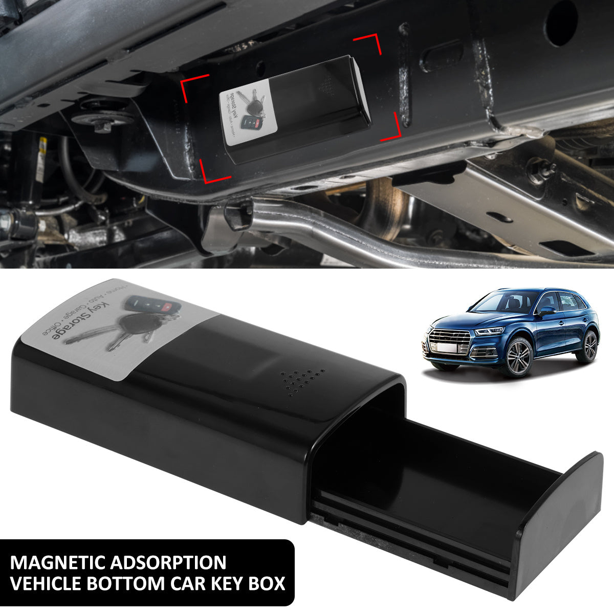 Magnetic Key Box Durable Plastic Hide Key Holder Safe Emergency Key Box