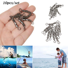 10pcs Stainless Steel Triple Fishing Swivels Lightweight Line Hook Connector