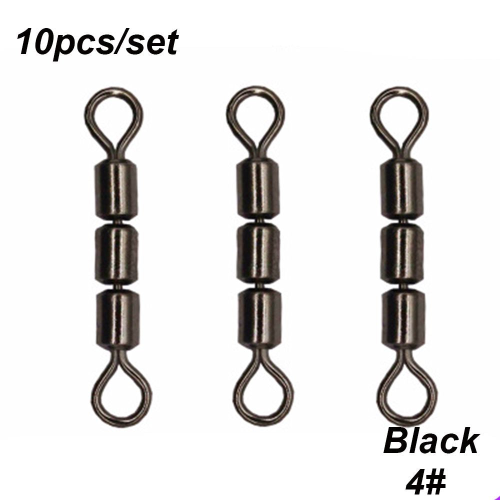 10pcs Stainless Steel Triple Fishing Swivels Lightweight Line Hook Connector
