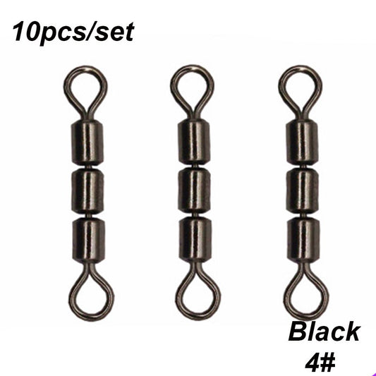 10pcs Stainless Steel Triple Fishing Swivels Lightweight Line Hook Connector