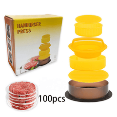 Burger Meat Press Combo w/ Patty Paper, Manual Burger Mold Non-stick