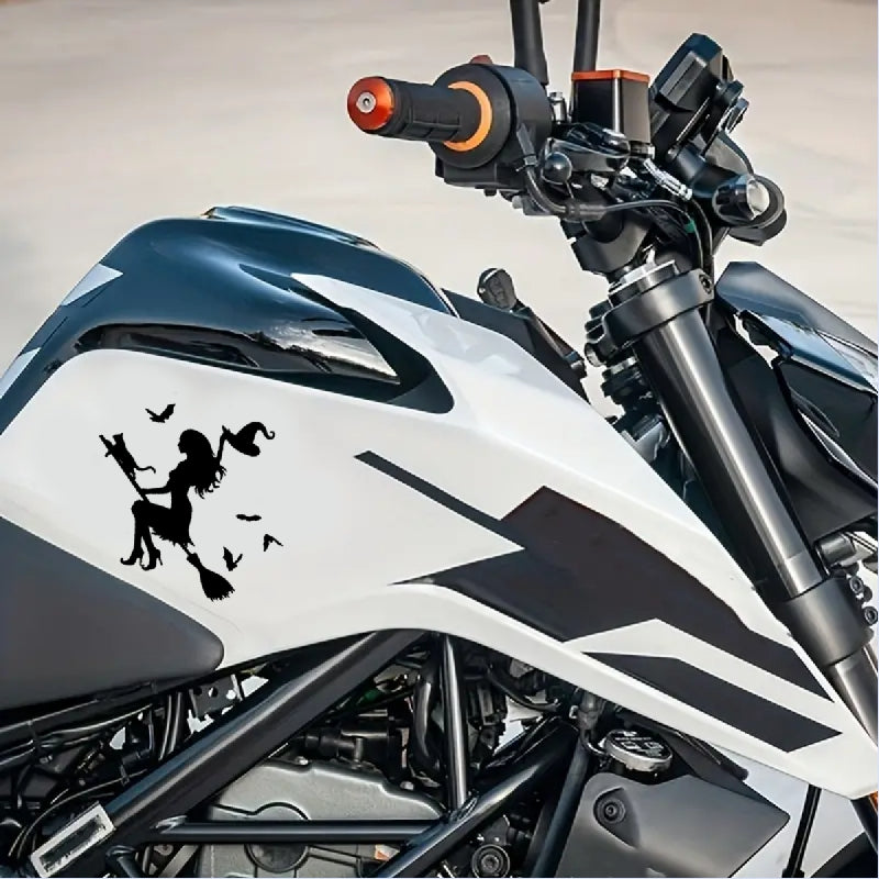 Broom-riding Witch Car Sticker Bumper Window Laptop Halloween Decal