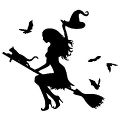 Broom-riding Witch Car Sticker Bumper Window Laptop Halloween Decal