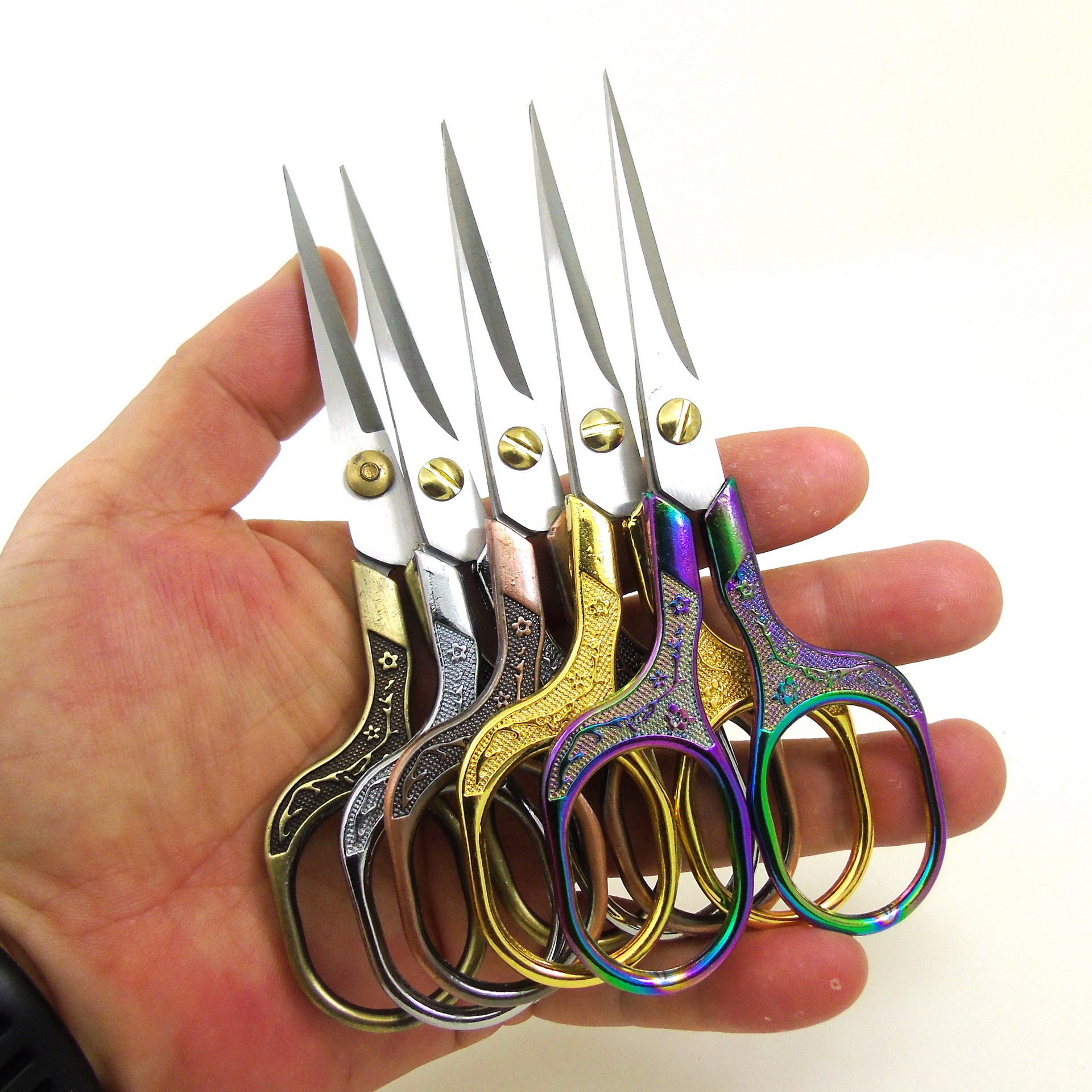 Chinese Style Plum Blossom Scissors with Square Handle
