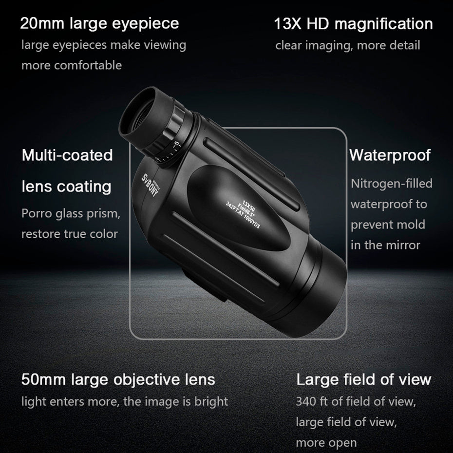 SV49 HD Monocular Telescope Long Range Waterproof For Travel Camping
