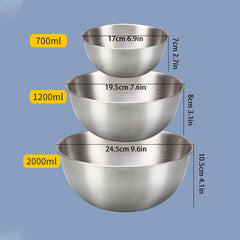 3pc Stainless Steel Mixing Bowl Set for Food Storage & Meal Prep