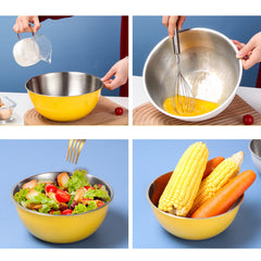 3pc Stainless Steel Mixing Bowl Set for Food Storage & Meal Prep