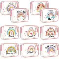 Rainbow Clear Makeup Bag Inspirational Quotes PVC Cosmetic Pouch