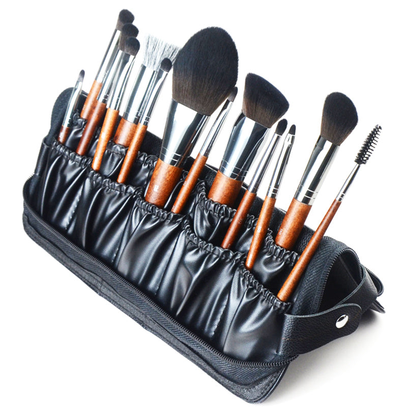 Professional Makeup Brush Bag Organizer PU Leather Travel Makeup Brush Holder