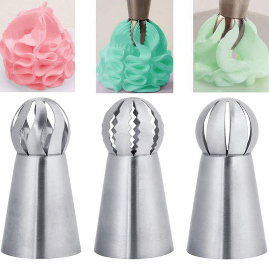 3pcs Set Stainless Steel Torch Spherical Nozzle Cake Baking Supplies