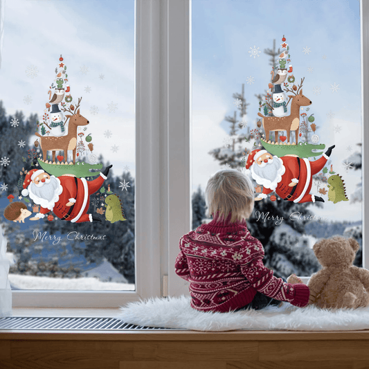 Christmas Window Stickers Snowflake Santa Wall Decal Year Christmas Decoration