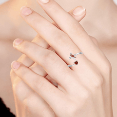 Red Bird And Heart Ring For Women Girls Gift