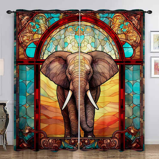 Bohemian Elephant 3D Window Curtains for Home Decor