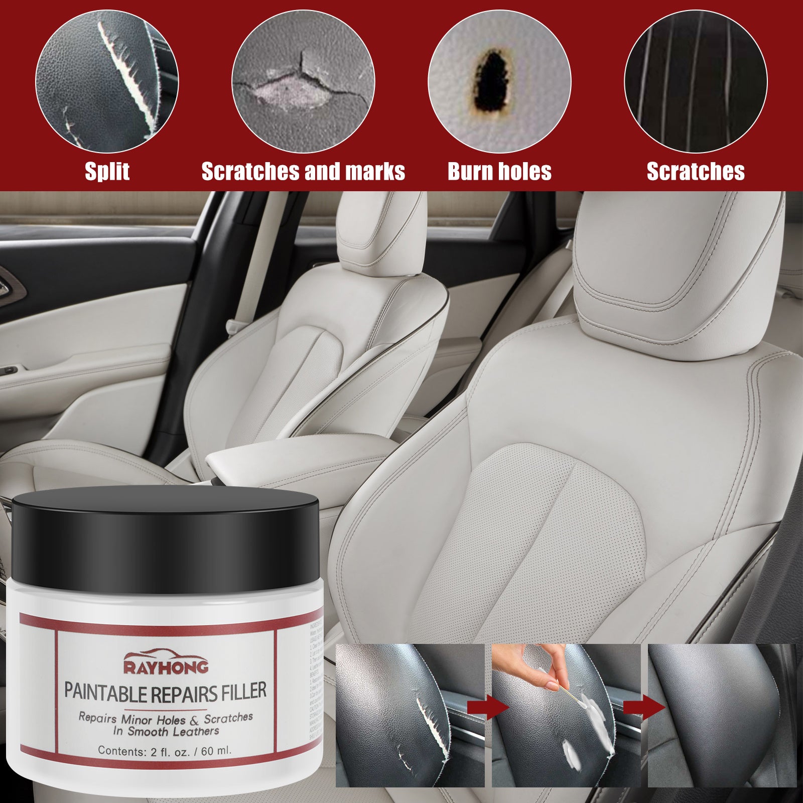 Leather Filler Repairing Holes Scratches Multipurpose Refinish