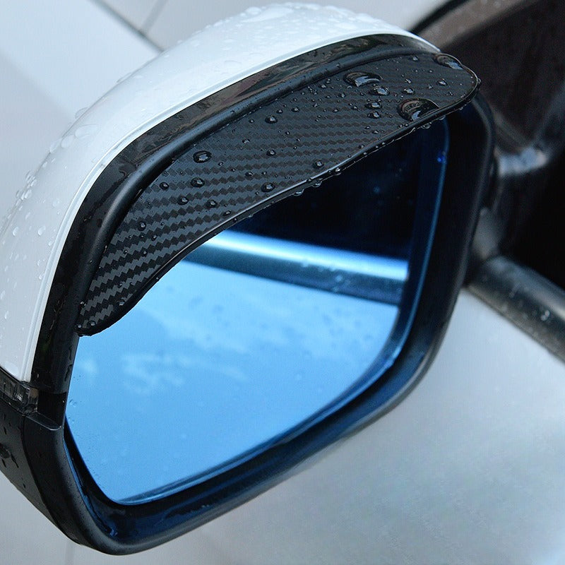 2pcs Car Rearview Mirror Rain Shield Carbon Fiber Texture