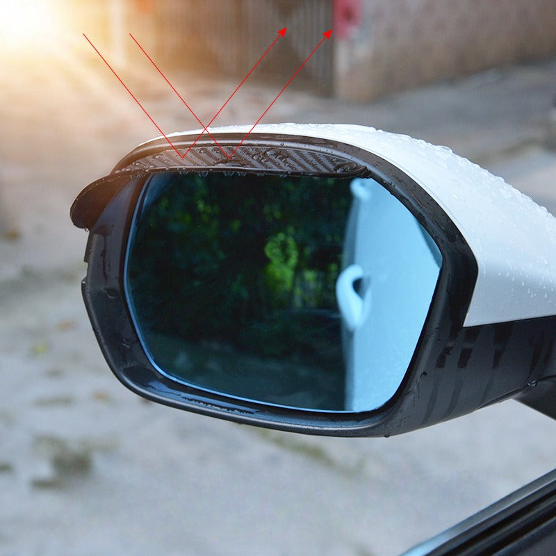 2pcs Car Rearview Mirror Rain Shield Carbon Fiber Texture