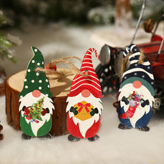 9pcs Christmas Gnome Shaped Wall Hanging Ornaments Wooden Gnomes Pendant