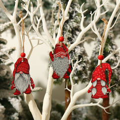 9pcs Christmas Gnome Shaped Wall Hanging Ornaments Wooden Gnomes Pendant