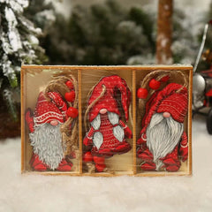 9pcs Christmas Gnome Shaped Wall Hanging Ornaments Wooden Gnomes Pendant