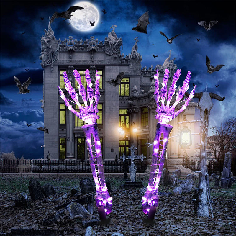 3pcs Halloween Skull Set Floor Insert Luminous Ghost Hands Decoration