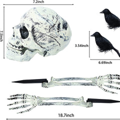 3pcs Halloween Skull Set Floor Insert Luminous Ghost Hands Decoration