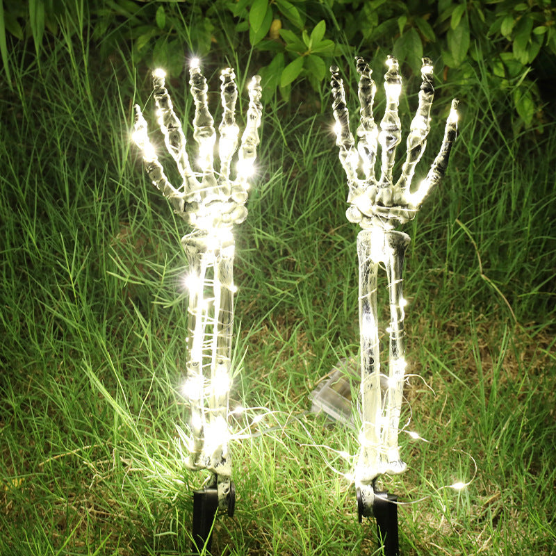 3pcs Halloween Skull Set Floor Insert Luminous Ghost Hands Decoration