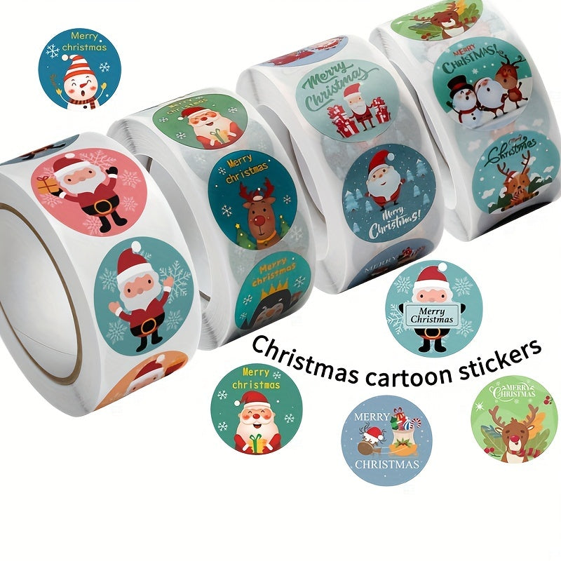 500pcs Christmas Cartoon Stickers for Gift Decoration & Holiday Party