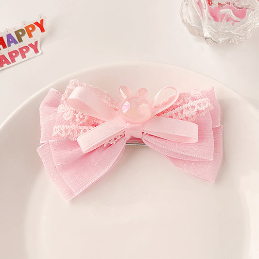 2pcs Ribbon Bows Tassel Hair Clips Colorful Hairpins Girls Sweet Accessories
