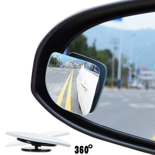 2pcs Adjustable HD Glass Convex Blind Spot Mirror Rain Shade