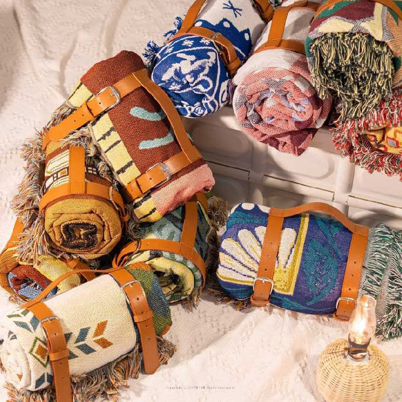 PU High Camping Blanket with Mat Belt
