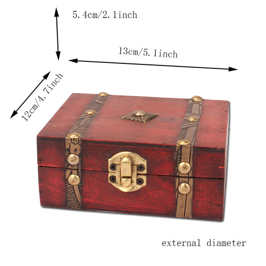 Vintage Wooden Jewelry Storage Box with Lock for Necklaces Earrings Bracelets