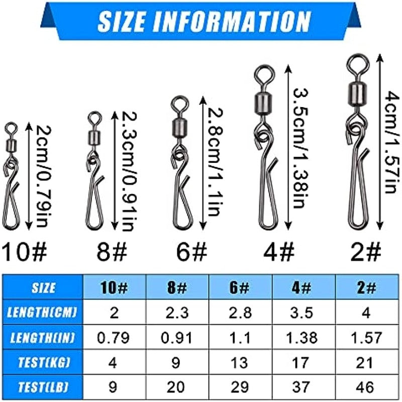 50pcs Stainless Steel Fishing Swivel Ring with Pin Clips for Freshwater