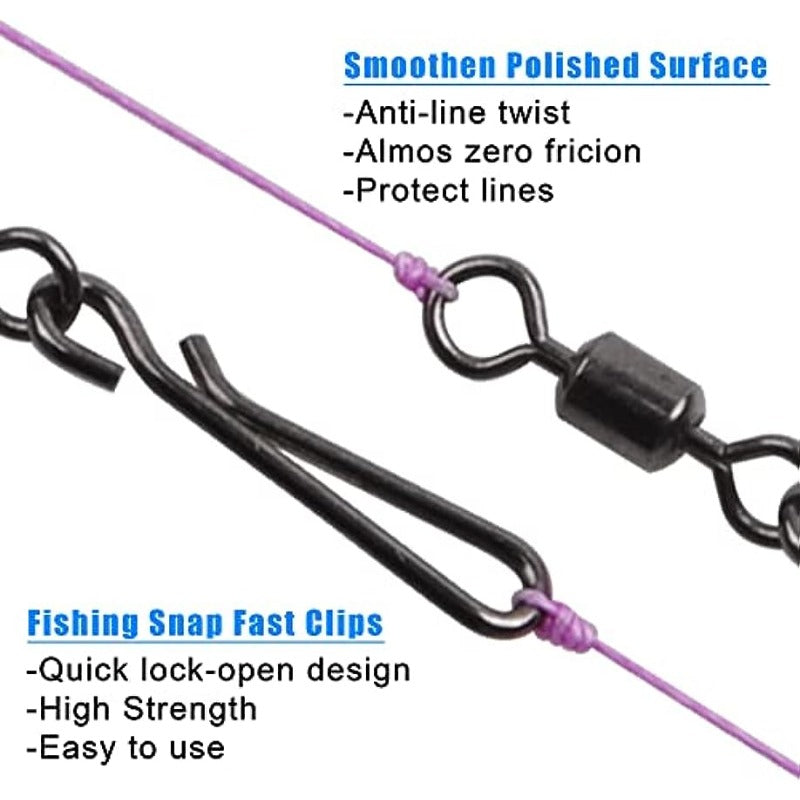 50pcs Stainless Steel Fishing Swivel Ring with Pin Clips for Freshwater