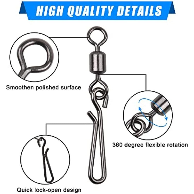 50pcs Stainless Steel Fishing Swivel Ring with Pin Clips for Freshwater