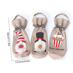 Christmas Faceless Old Man Doll Wine Bottle Set Gift