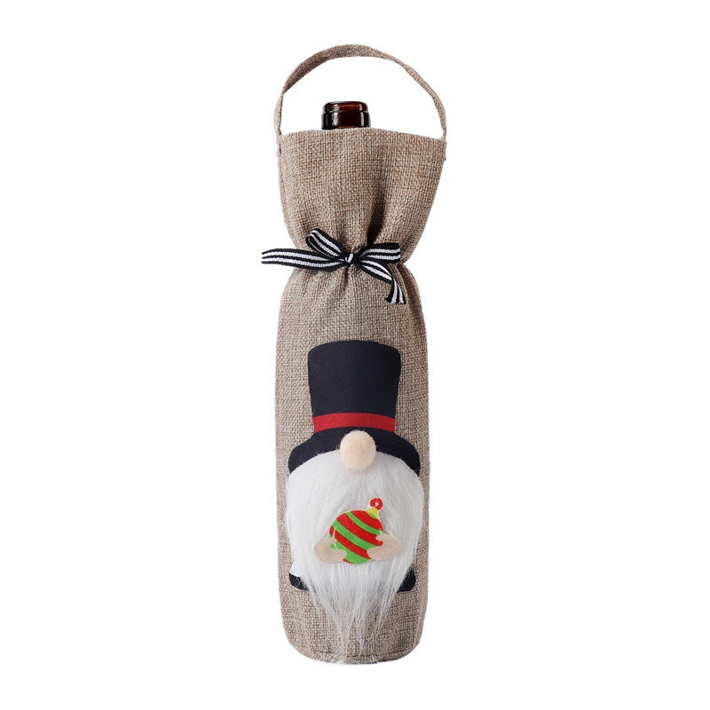 Christmas Faceless Old Man Doll Wine Bottle Set Gift