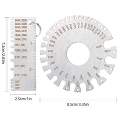 Stainless Steel Welding Gauge Dual Sided Round Wire Sheet Measurement Tool