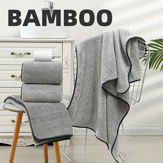 2pcs Bamboo Fiber Bath Towel Set Soft Absorbent Quick Drying Towel