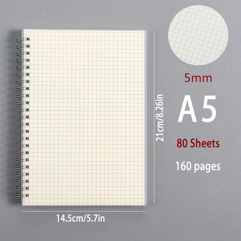 Coil Minimalist Student Notebook Blank Grid Spiral Work Notebook B5