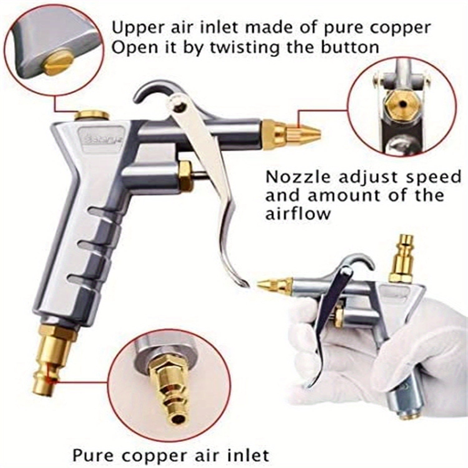 Air Compressor Dust Collector Blowing Gun with Extended Nozzle – CRAZE